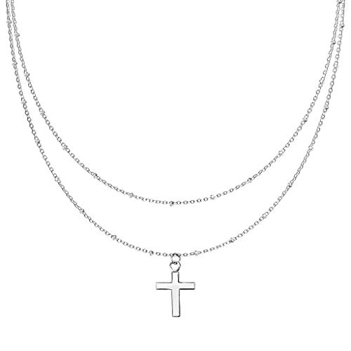 Bungsa Damen Doppelkette Kreuz silber aus 316L Edelstahl von Bungsa