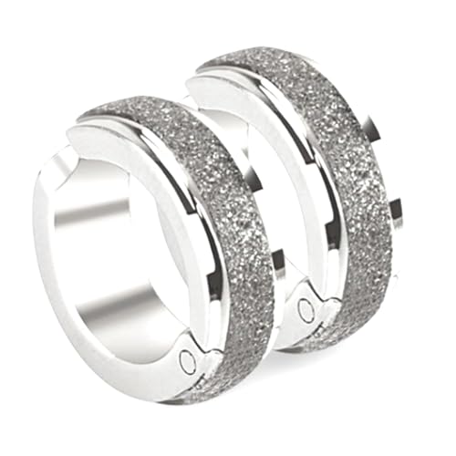 Bungsa Edelstahl Creolen Ohrringe mit gebürstetem Mittelteil und Clipverschluss Edelstahl (1 Paar) silberfarben von Bungsa