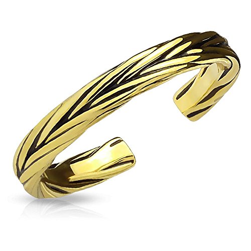 Bungsa Gold - Toe Ring verziert für Damen ~IN 3 Farben WÄHLBAR~ Silber Gold rosé (Zehring Fussschmuck Fussring Toe-Ring Nail Ring Nagelring biegbar verstellbar) von Bungsa