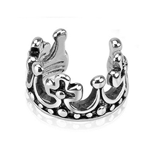 Bungsa Krone Ear Cuff Ohrstecker Crown König (Conch Fake Clip Piercing Ring Rhodium silber Ohrstecker Ohrringe Ohrschmuck Ohrklemmen Damen Frauen Herren Mode) von Bungsa