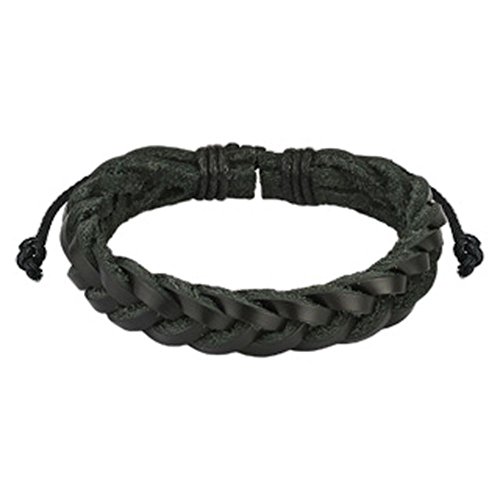 Bungsa Leder-Armband geflochten schwarz Knoten Verschluss für Frauen & Männer von Bungsa