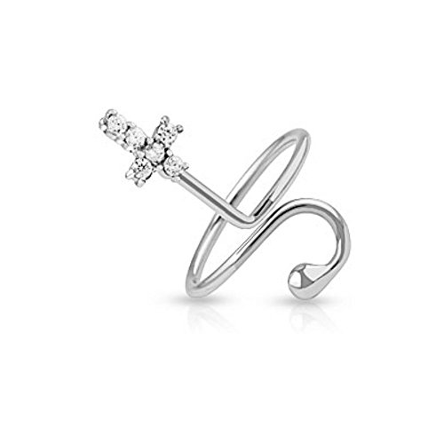 Bungsa Nagelring Kreuz mit Stein Zirkonia Kristallen Cross Zehenring für Damen (Zehring Fussschmuck Fussring Toe-Ring Nail Ring Mittelring Nagelring biegbar verstellbar) von Bungsa