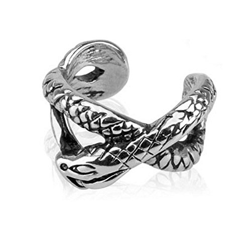 Bungsa Ohrklemme Schlange Snake Ear Cuff (Modeschmuck für Damen Conch Fake Piercing Rhodium silber Ohrstecker Ohrringe Ohrschmuck Ohrklemmen Frauen Herren Mode) von Bungsa