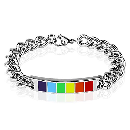 Bungsa Regenbogen Edelstahlarmband silber massiv für Damen und Herren Rainbow (Edelstahl Armband Damenarmband Herrenarmband Bracelet Chirurgenstahl Schmuck) von Bungsa