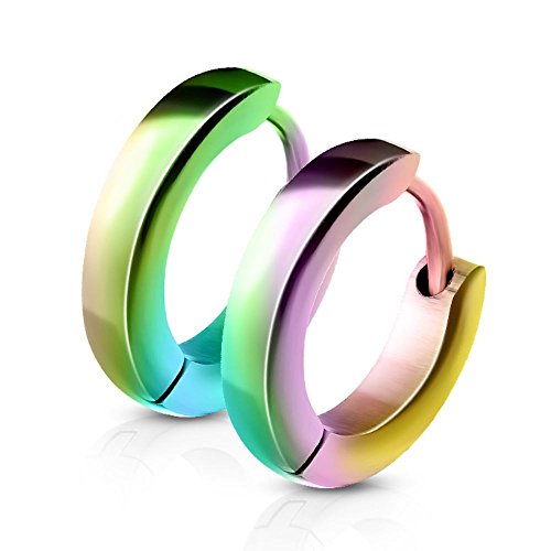 Schmale Creolen von Bungsa | Hochwertige Edelstahl-Ohrringe Damen & Herren | Edelstahl-Creolen für jeden Anlass | Creolen-Regenbogen von Bungsa