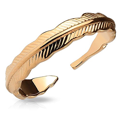 Bungsa Rosegold - Federn Zehenring Damen GOLD/SILBER/ROSEGOLD (Zehring Fussschmuck Fussring Toe-Ring Nail Ring Nagelring biegbar verstellbar) von Bungsa