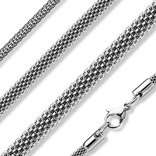 Bungsa dünne Halskette Edelstahl Silber engmaschig für Damen und Herren fein Chirurgenstahl zart 2mm breit von Bungsa
