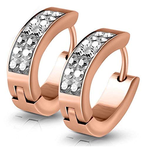 Kristall-Creolen von Bungsa | Hochwertige Edelstahl-Creolen für den perfekten Auftritt | Rosegold - Kristallklar von Bungsa