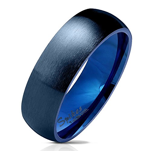 Bungsa 49 (15.6) Blauer Ring für Damen & Herren - Blau - Damenring aus Edelstahl matt - edler Edelstahlring geeignet als Verlobungsringe, Freundschaftsringe & Partnerringe von Bungsa