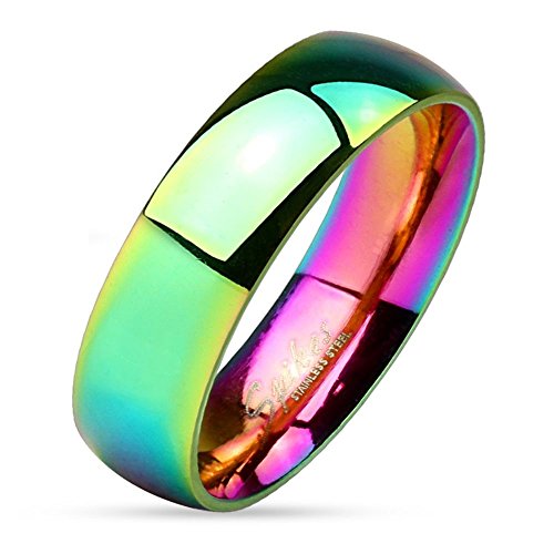Bungsa 54 (17.2) Regenbogen Ring Edelstahl klassisch bunt für Damen & Herren 49-67 (Fingerring Partnerringe Verlobungsringe Trauringe Damenring Chirurgenstahl Frauen Männer) von Bungsa