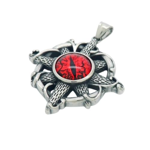 Bungsa Anhänger Amulett rotes Drachenauge Silber aus Edelstahl Unisex Bungsa Anhänger Amulett rotes Drachenauge Silber aus Edelstahl Unisex von Bungsa