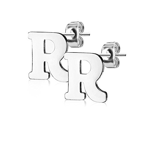 Bungsa BUCHSTABE R Ohrstecker Silber - BUCHSTABEN R Ohrring in Silber - Alphabet Ohrringe zum Stecken - aus Edelstahl - Ohrschmuck für Damen, Kinder & Herren von Bungsa