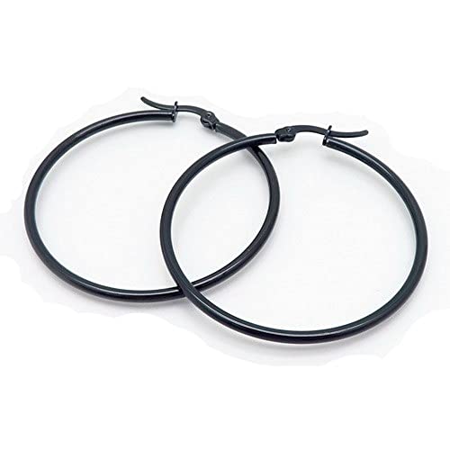 Bungsa Basic-Creolen 4,5cm schwarz aus 316L Edelstahl Damen von Bungsa