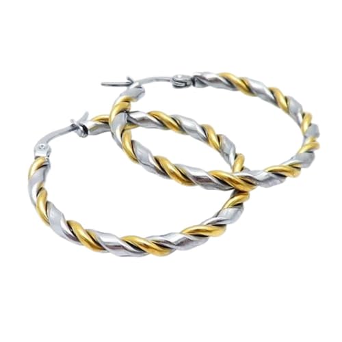 Bungsa Creolen Boho Style zweifarbig gedreht aus 316L Edelstahl Damen von Bungsa