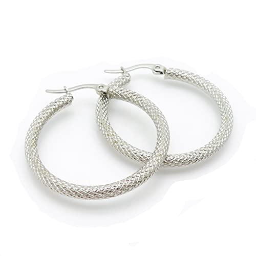 Bungsa Creolen Schlangenmuster silberfarben aus 316L Edelstahl Damen von Bungsa