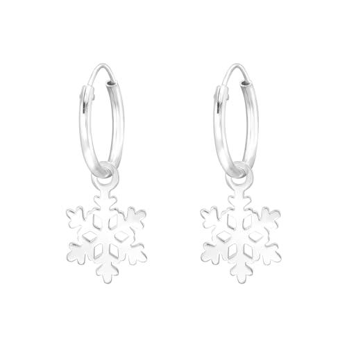 Bungsa Damen-Creolen mit Schneeflocke aus .925 Sterling Silber von Bungsa