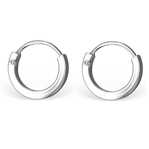 Bungsa EXTRA SCHMALE CREOLEN silber - aus 925 STERLING SILBER - 1,5mm dünnes Ohrringe Set - für Damen, Frauen & Mädchen - klassische, silberne Klapp-Creolen von Bungsa