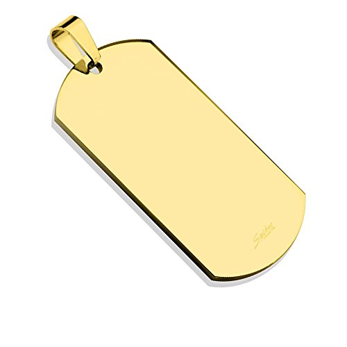 Bungsa Erkennungsmarke Gravierbares Dog Tag ID Platte Edelstahl Gold schwarz roségold Männer (Militär Gravur Armee Hundemarke Halskette Kettenanhänger Pendant Anhänger Chirurgenstahl Damen Herren) von Bungsa