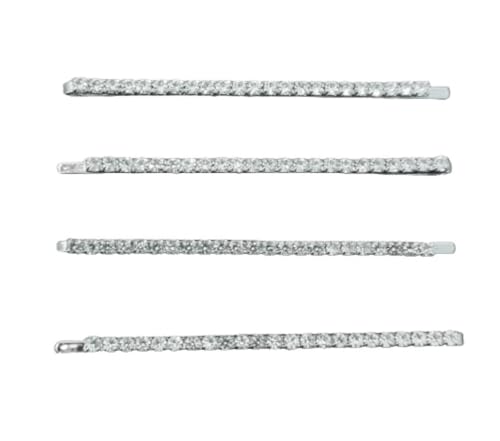 Bungsa Haarklammer-Set 4 Stück Silber mit Strass Steinchen aus Metall für Damen von Bungsa