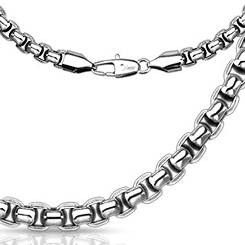 Bungsa Halskette gerundete Glieder Edelstahl Silber für Damen und Herren (Edelstahlkette Damenkette Herrenkette Necklace Herren Frauen Männer Schmuck) von Bungsa