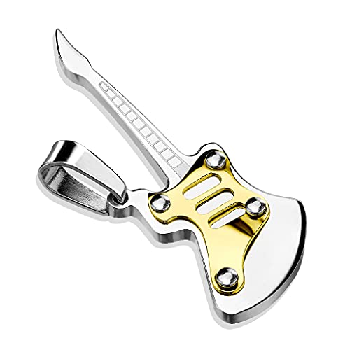 Bungsa Halskettenanhänger Gitarre Rock E-Guitar Edelstahl silber für Damen und Herren (Kettenanhänger Pendant Anhänger Charm Beads Chirurgenstahl Edelstahlanhänger Schmuck) von Bungsa