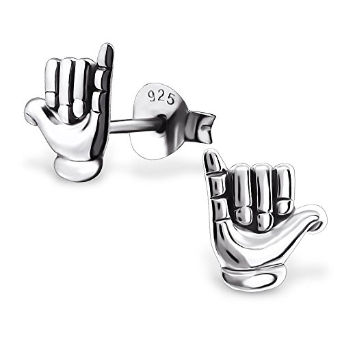 Bungsa Hand Ohrstecker .925 Sterling SILBER chillen Chill Out (Ohrringe Echtschmuck Studs Ohrschmuck Damen Frauen Herren) von Bungsa