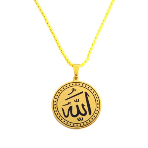 Bungsa Kette mit Amulett-Anhänger Allah 59cm aus Edelstahl für Damen und Herren - Gold von Bungsa