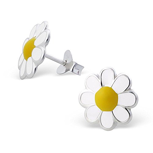 Bungsa Kinder-Ohrstecker BLÜMCHEN aus STERLING SILBER 925 - süßes Ohrringe Set mit BLUMEN für Damen & Kinder - 1 Paar silberne Ohrringe zum Stecken - hochwertiger Ohrschmuck mit Blümchen von Bungsa