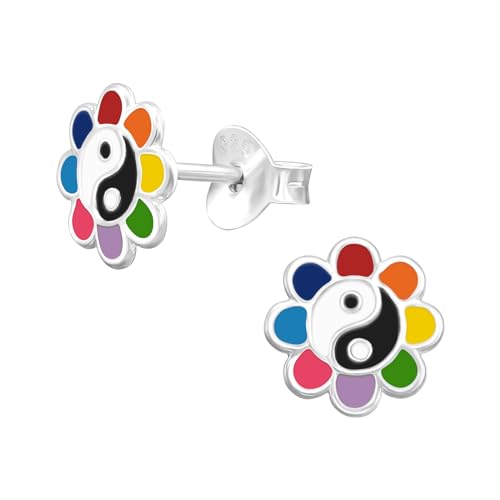 Bungsa Kinder-Ohrstecker Blume Yin&Yang aus .925 Sterling Silber von Bungsa