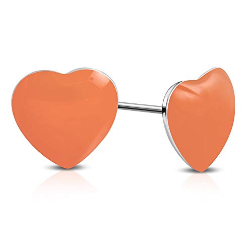 Bungsa Kinder-Ohrstecker Herz aus 316L Edelstahl (orange) von Bungsa