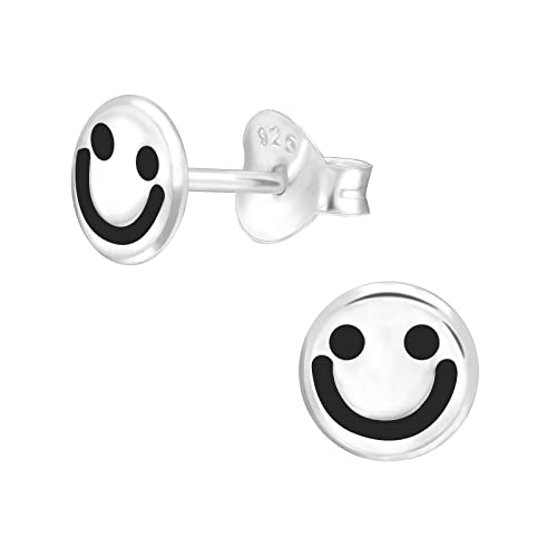 Bungsa Kleiner Smiley Kinder-Ohrstecker .925 ECHTSILBER 6mm lachendes Gesicht lächeln von Bungsa