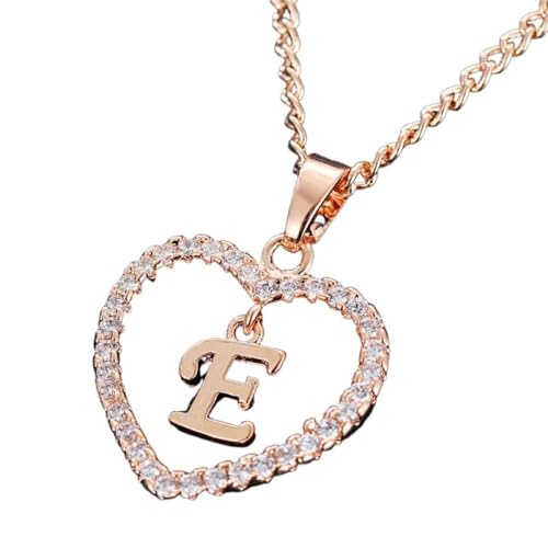 Bungsa Kristall-Damenkette Herz und Buchstabe Rosegold aus Alloy (E) von Bungsa