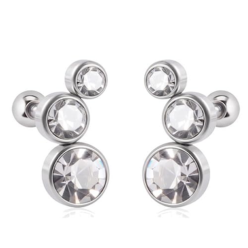 Bungsa Ohrstecker/Piercing mit Kugelverschluss und Kristallen Silber aus 316L Edelstahl Damen (kristallklar) von Bungsa