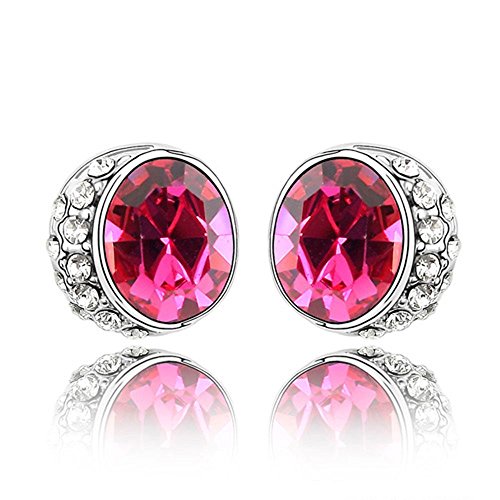 Bungsa Ohrstecker "PINK PEBBLE" silberfarben - 1 Paar runde Ohrstecker mit strahlendem Kristall in Fuchsia & klarem Strass besetzt - OHRRINGE für Frauen & Damen Bungsa Ohrstecker "PINK PEBBLE" silberfarben - 1 Paar runde Ohrstecker mit strahlendem Kristall in Fuchsia & klarem Strass besetzt - OHRRINGE für Frauen & Damen von Bungsa