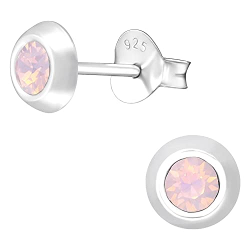 Bungsa Ohrstecker-Set mit rundem LA CRYSTALE Kristall 5mm für Damen aus 925 Silber - 9 Farben wählbar (Rose Water Opal) von Bungsa