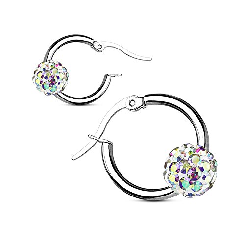 Bungsa Regenbogen AB Ferido Creolen Edelstahl silber 1 Paar (Ohrringe Ohrhänger Ohrstecker silber Studs Creolen Ohrschmuck Ohrklemmen Damen Frauen Herren Mode) von Bungsa