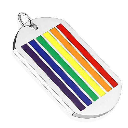 Bungsa Regenbogen Kettenanhänger Pendant für Halsketten Rainbow LGBT Gay Lesbian (Anhänger Charm Beads Chirurgenstahl Damen Herren Schmuck) von Bungsa