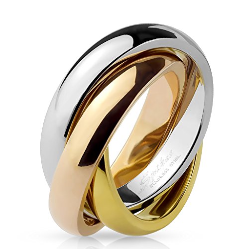 Bungsa Ring Tricolor Rollring aus Edelstahl für Damen (57 (18.1)) von Bungsa