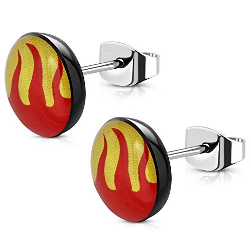 Bungsa Runde Flammen Ohrstecker aus 316L Edelstahl 10 mm von Bungsa