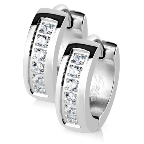 Bungsa Silber - Ohrringe Kristall rechteckig Edelstahl 1 Paar ## SILBER, GOLD, ROSEGOLD, SCHWARZ # (Ohrringe Ohrschmuck Ohrklemmen Studs Damen Frauen Herren Mode Earrings) von Bungsa