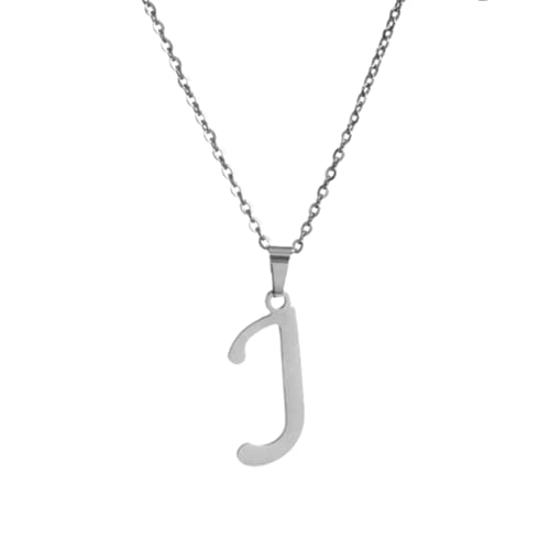 Bungsa Silberfarbenes Schmuckset Letter aus Edelstahl für Damen - 1 Paar Ohrstecker & Kette mit Buchstabe nach Wahl (J) von Bungsa