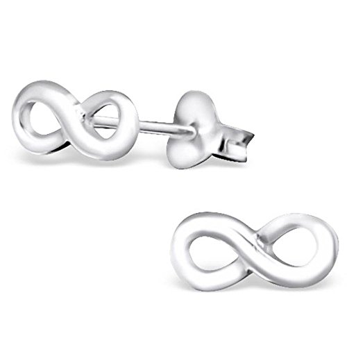 Bungsa Unendlichkeit-Ohrstecker .925 SILBER Infinity (Ohrringe Echtschmuck Studs Ohrschmuck Damen Frauen Herren) von Bungsa