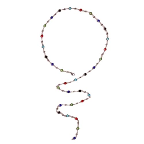Bungsa Y-Kette lang mit bunten Kristallen silber aus Messing für Damen Bungsa Y-Kette lang mit bunten Kristallen silber aus Messing für Damen von Bungsa