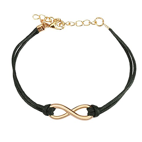Bungsa schwarzes Armband Unendlichkeit Infinity aus Leder - BFF Freundschaftsarmband für Damen & Herren von Bungsa