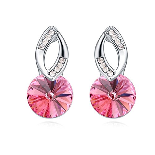 Bungsa silberfarbene Ohrstecker "PINK SPARKLE" - 1 Paar Ohrringe für Damen mit strahlenden rosafarbenen Kristallen und klarem Strass - Frauen Ohrschmuck - earrings studs crystals silver von Bungsa