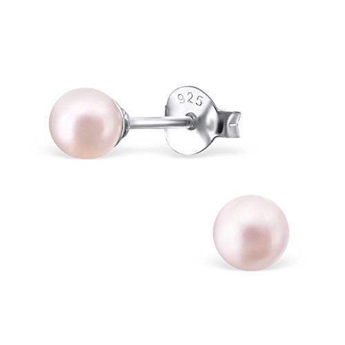 Bungsa zartrosa PERLEN-Ohrstecker Damen 925 Sterling Silber 4mm - Ohrringe Set mit hell-pinker Perlkugel - strahlende Ohrringe PERLE zum Stecken aus Echtsilber Bungsa zartrosa PERLEN-Ohrstecker Damen 925 Sterling Silber 4mm - Ohrringe Set mit hell-pinker Perlkugel - strahlende Ohrringe PERLE zum Stecken aus Echtsilber von Bungsa
