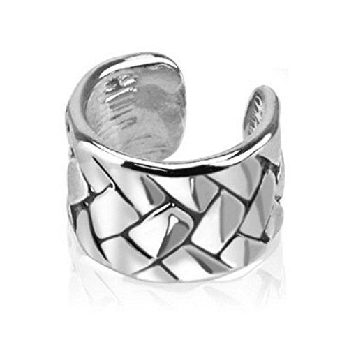 Bungsa silberner Ear Cuff Ohrstecker Webmuster für Damen (Conch Fake Clip-Piercing Rhodium Ohrstecker Ohrringe Ohrschmuck Ohrklemmen Damen Frauen Herren Mode) von Bungsa