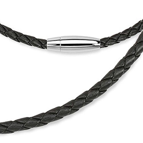 Bungsa Lederhalskette schwarz gewebt mit ovalem Magnetverschluss für Damen 4mm breit / 50 cm lang (Damenkette Herrenkette Necklace Herren Frauen Männer Schmuck) Bungsa Lederhalskette schwarz gewebt mit ovalem Magnetverschluss für Damen 4mm breit / 50 cm lang (Damenkette Herrenkette Necklace Herren Frauen Männer Schmuck) von Bungsa