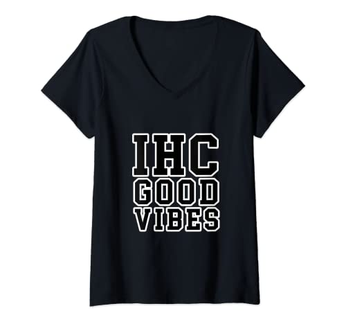 Damen Camp IHC Good Vibes Teamspirit Spielwettbewerb Color War T-Shirt mit V-Ausschnitt Damen Camp IHC Good Vibes Teamspirit Spielwettbewerb Color War T-Shirt mit V-Ausschnitt von Bunk Mates