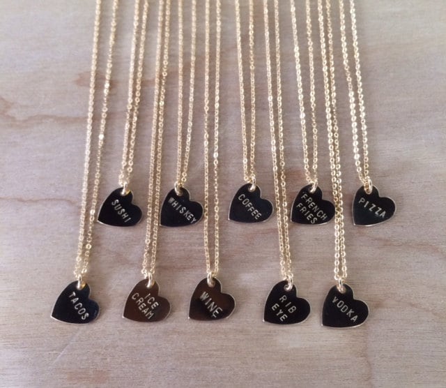 Snack Food Hand Gestempelt Herz Halskette - Tacos, Wodka, Kaffee, Pommes, Pizza Und Mehr Snack Food Hand Gestempelt Herz Halskette - Tacos, Wodka, Kaffee, Pommes, Pizza Und Mehr von BunniesInLA